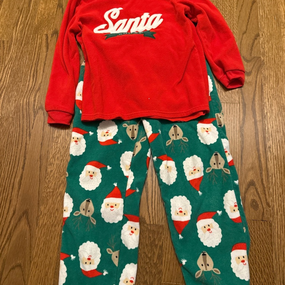 Carter's Red and Green fleece Santa Pajama Set